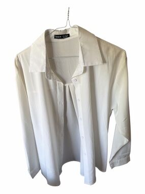 SHEIN Men’s White Long-Sleeve Button Shirt